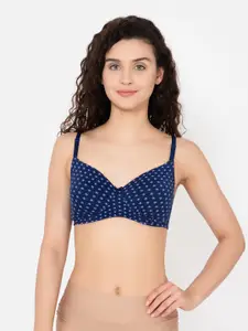 Clovia Stars Printed Padded Non-Wired Cotton Full Cup Multiway T-shirt Bra BR2395S0832E