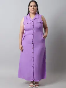 Flambeur Plus Size Shirt Maxi Dress