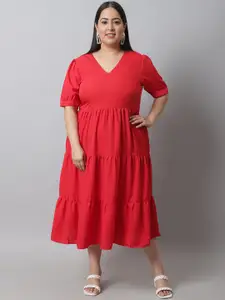 Flambeur Women Plus Size Crepe Midi Dress