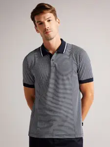 Ted Baker Men Striped Polo Collar Pure Cotton T-shirt