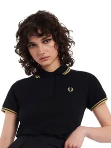 Fred Perry Women Polo Collar Pure Cotton T-shirt