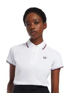 Fred Perry Women Polo Collar Pure Cotton T-shirt