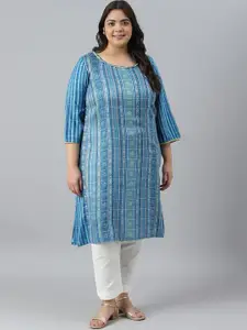 AURELIA Plus Size Ethnic Woven Design Indie Prints Kurta