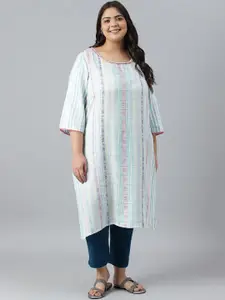 AURELIA Women Plus Size Checked Kurta