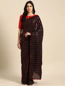 3BUDDY FASHION Striped Sequinned Art Silk Heavy Work Dharmavaram Saree