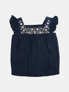 V-Mart Girls Floral Embroidered Cotton Top