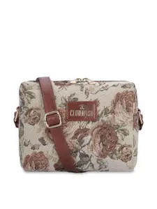 THE CLOWNFISH Adelina Floral Printed Cotton Sling Bag Handbag