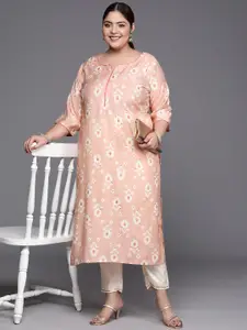 EXTRA LOVE BY LIBAS Women Plus Size Floral Printed Kurta