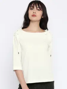 Deal Jeans Women White Solid Top