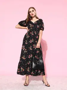 4WRD by Dressberry Jet Black Floral Print Romance Ramble Soulful Blooms Maxi Dress