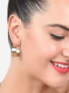 Zaveri Pearls Gold-Plated Classic Half Hoop Earrings