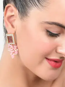 Zaveri Pearls Gold-Plated Contemporary Drop Earrings