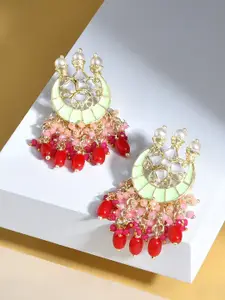 Zaveri Pearls Gold Plated Kundan Studded Contemporary Chandbalis Earrings