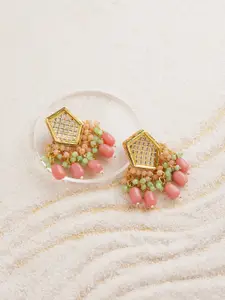 Zaveri Pearls Gold-Plated Contemporary Drop Earrings