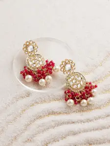 Zaveri Pearls Gold-Plated Contemporary Drop Earrings