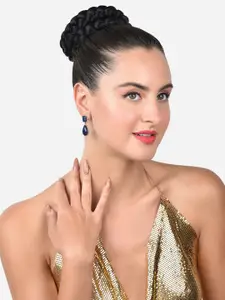 Zaveri Pearls Gold-Plated Teardrop Shaped Drop Earrings