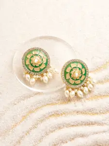 Zaveri Pearls Gold-Plated Circular Studs Earrings