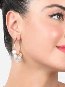 Zaveri Pearls Gold-Plated Circular Half Hoop Earrings