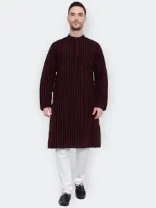 Latest Chikan Garments Latest Chikan Mandarin Collar Garments Striped Cotton Kurta
