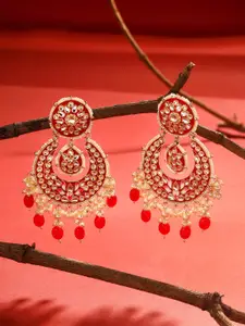 Yellow Chimes Gold-Plated Crescent Shaped Chandbalis Earrings
