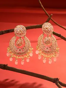 Yellow Chimes Gold-Plated Crescent Shaped Chandbalis Earrings