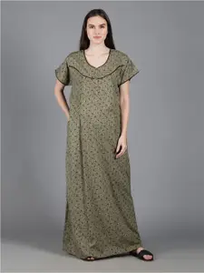 NIGHTSPREE Women Printed Maxi Nightdress
