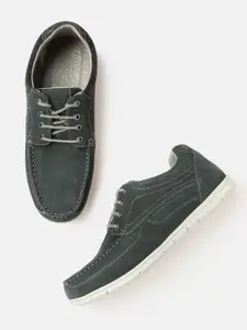 Woodland Men Round-Toe Perforated Leather Derbys