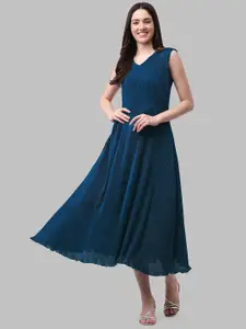 ASPORA Turquoise Blue Crepe Midi Dress