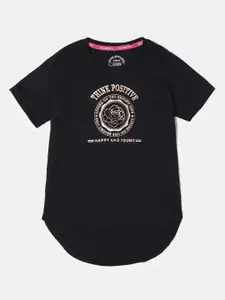 Jockey Girls Typography Printed Applique Cotton T-shirt