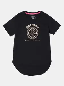 Jockey Girls Typography Printed Cotton T-shirt