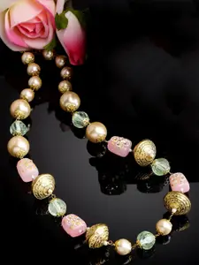 DUGRISTYLE Gold-Plated Necklace With Crystal & Pearls