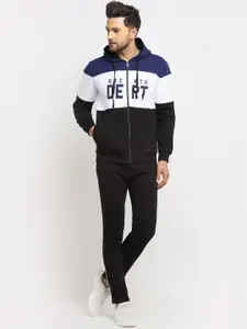 WILD WEST Men Colourblocked Hooded Winter Tracksuits