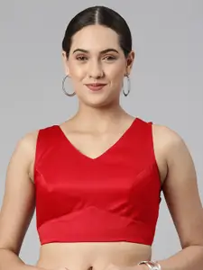 flaher Women Solid Satin Padded Saree Blouse