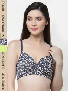 Floret Pack of 2 Abstract Lightly Padded Bra