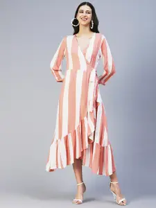 FASHOR Striped A-Line Midi Dress