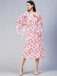 FASHOR Floral Printed A-Line Midi Dress