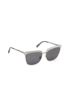 SWAROVSKI Women Square Sunglasses with UV Protected Lens SK0196 55 12A