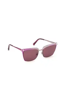 SWAROVSKI Women Square Sunglasses with UV Protected Lens SK0196 55 83S