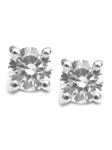 HIFLYER JEWELS Silver plated Zircon Studded Contemporary Studs Earrings