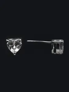HIFLYER JEWELS Silver Plated Heart Shaped Studs Earrings