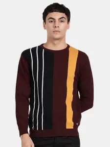 t-base Men Striped Pullover Cotton Sweater