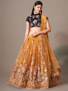 FABPIXEL Embroidered Semi-Stitched Lehenga & Unstitched Blouse With Dupatta