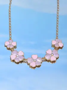 Zaveri PearlsGold-Plated Enamelled Necklace