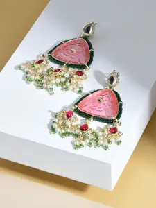 Zaveri Pearls Pink Contemporary Drop Earrings