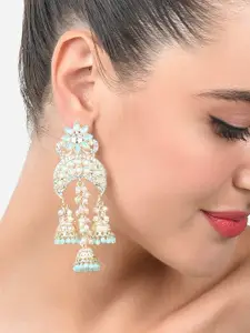 Zaveri Pearls Gold-Plated Contemporary Jhumkas Earrings