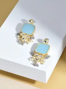Zaveri Pearls Gold-Plated Geometric Drop Earrings