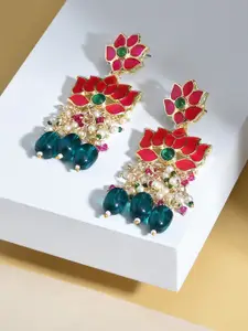 Zaveri Pearls Gold-Plated Contemporary Drop Earrings