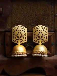 PANASH Gold-Plated & White Dome-Shaped Jhumkas