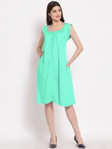 PATRORNA Sleeveless A-Line Midi Cotton Dress