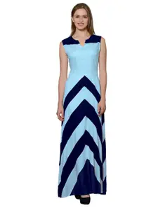 PATRORNA Plus Size Colourblocked Maxi Cotton Dress